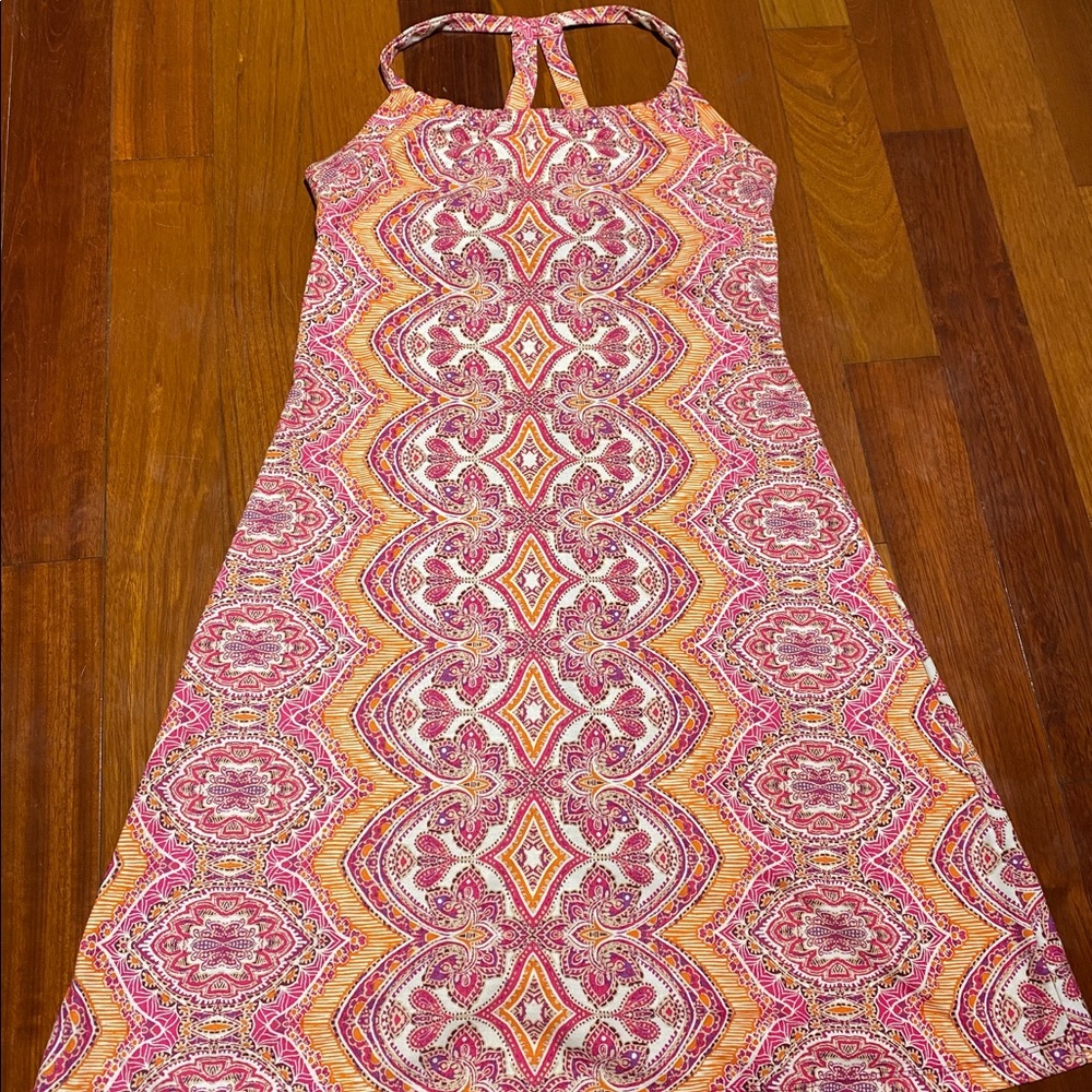 Prana Quinn Dress in Pink and Orange Paisley
